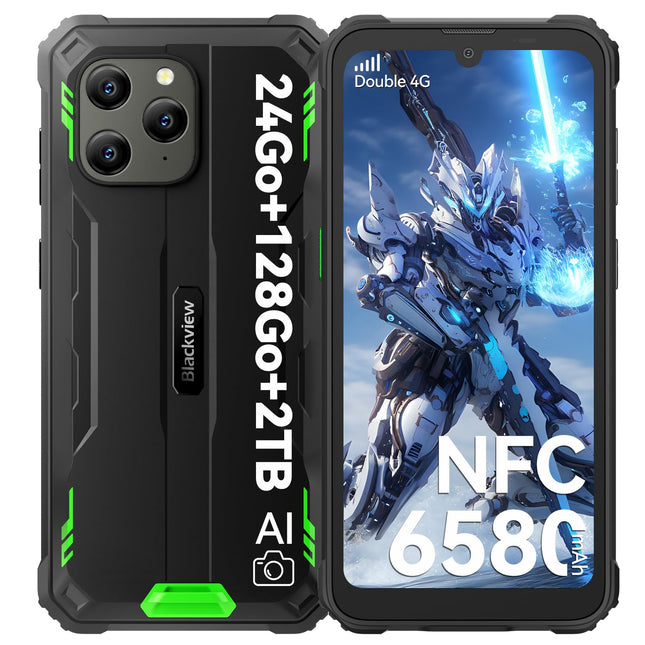 Blackview 2025 BV5300 Plus Outdoor Handy(NFC) -24GB+128GB/TF 2TB, 6580mAh Akku, 6.1" HD+, Android Outdoor Smartphone, 4G Dual SIM Baustellenhandy, 13MP/IP69K/OTG/GPS/Face ID/Handschuh-Modus