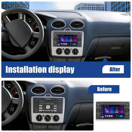 [4+64G] SIXWIN Android 13 autoraadio Ford C-Max/Galaxy/Connect/Fiesta/S-Max mudelitele koos Carplay/Android Auto/Mirrorlinkiga, 7-tolline mahtuvuslik puuteekraan WiFi, GPS, FM, Bluetooth