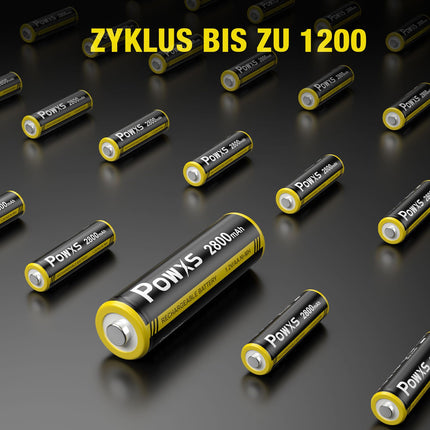 POWXS AA and AAA Battery Set - 16 Pack Rechargeable Batteries, Super High Capacity 2800mAh Mignon AA x 8 &amp; 1100mAh Micro AAA x 8 Batteries No Memory Effect, Pre-charged and Ready to Use Accu