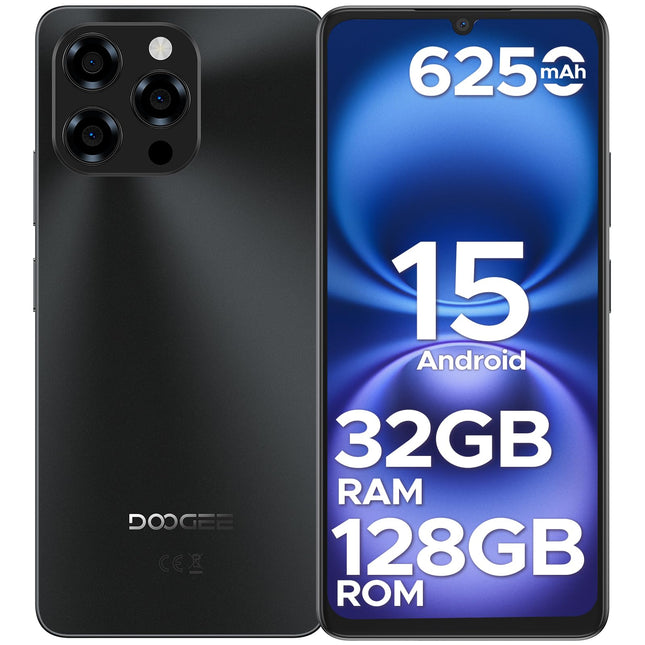 DOOGEE Note 58 Android 15 nutitelefon, 6250mAh aku, 32GB + 128GB / 2TB TF-kaart, 6,75" HD+ IPS T7250 kaheksatuumaline, 16MP + 8MP, kahe SIM-kaardiga 4G lukustamata telefonid, OTG, GPS, Face ID