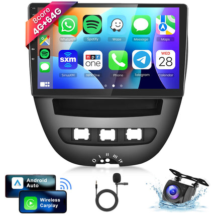 8-tuumaline 4G+64G autoraadio Android 13 Peugeot 107/Citroen C1/Toyota Aygo 2004-2014 jaoks, 10,1-tolline HD IPS puutetundliku ekraaniga autoraadio DSP Carplay, Android Auto, GPS, Wi-Fi, Bluetooth, FM RDS, tahavaatekaamera