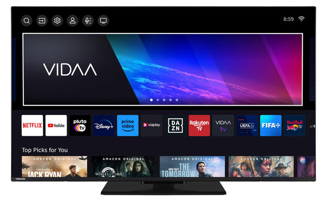 Toshiba 55-tolline VIDAA-teler (4K UHD nutiteler, HDR Dolby Vision, kolmekordne tuuner, Bluetooth, Dolby Audio) 55UV3463DAW