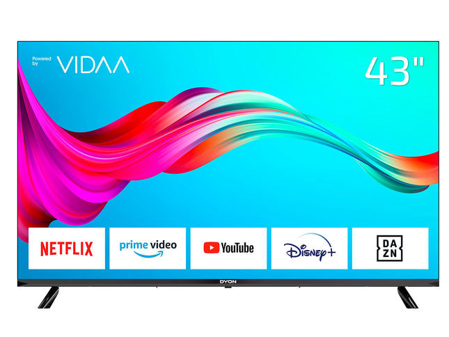DYON Smart 43 VX - 43-tolline (108 cm) Full HD nutiteler HD kolmekordse tuuneriga (DVB-C/-S2/-T2), App Store'i, Prime Video, Netflixi, YouTube'i, DAZN-i, Disney+ ja hotellirežiimiga