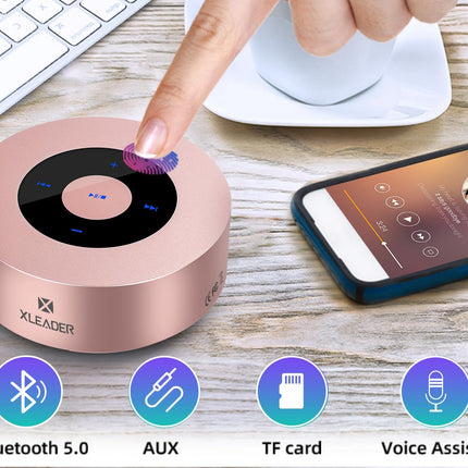 Xleader Mini Bluetooth Kõlar Väike (Reisikotiga, Puutetundliku Disainiga), Toetab Aux Sisendit, Micro SD, Mikrofon, Kristallselge Heli ja Rikkalik Bass, 15H Mänguaeg, Kontorisse, Kingituseks, Roosa Roosa