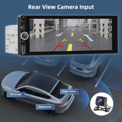 2 GB + 64 GB 1 DIN Android 13 autoraadio navigatsiooniga, juhtmevaba Carplay, Android Auto, 6,9-tolline ekraan, raadio, Bluetooth, peegliühendus, WiFi, FM/RDS/EQ/USB, roolilt juhtimine, tahavaatekaamera