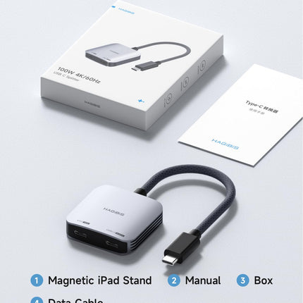 Hagibis AR-prillide adapter 8K @ 60Hz 4K kuni 144Hz USB-C prillid ja laadimismuundur, toiteplokk ja 100W PD komplekt XREAL, Viture, Rokid, Steam Decki ja ROG Ally jaoks