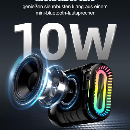 OHAYO Small Bluetooth Speaker with RGB Light, Bluetooth 5.3 Music Box with IPX7 Waterproof, 24H Battery, Stereo Pairing, Portable Mini Speaker for iPhone, Party, Garden, Black