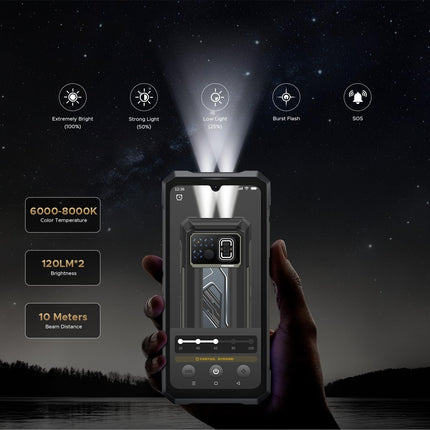 DOOGEE Fire 6 Max 5G termokaameraga nutitelefon, lukustamata, 6,72" FHD+ kaheksatuumaline, 20 GB + 256 GB, 20800 mAh/33 W, vastupidav, 50 MP + 20 MP infrapuna + 16 MP, NFC/sõrmejälje/Simlock-vabad telefonid (must)
