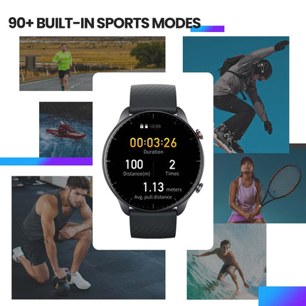 [2022. aasta versioon] Amazfit GTR 2 46 mm nutikell Bluetooth-kõnede, 3 GB muusikasalvestusruumiga, spordikell 90 spordirežiimiga, pulsi ja SpO2 jälgimine, töötab Alexaga, must