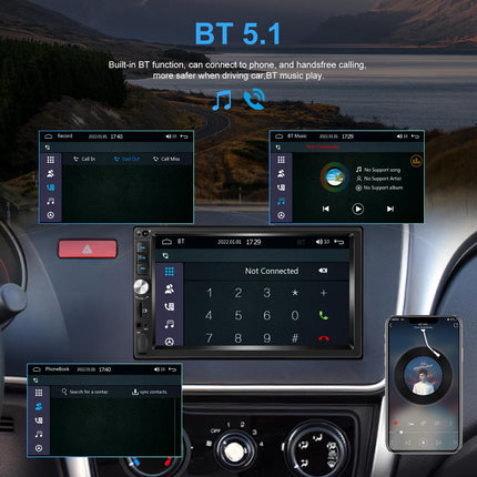 CAMECHO autoraadio 2 DIN juhtmega Carplay/Android Auto-ga, topelt-DIN autoraadio peegliühendusega Bluetooth handsfree-süsteem 7-tolline ekraan, raadio, FM, USB, AUX ja tahavaatekaamera