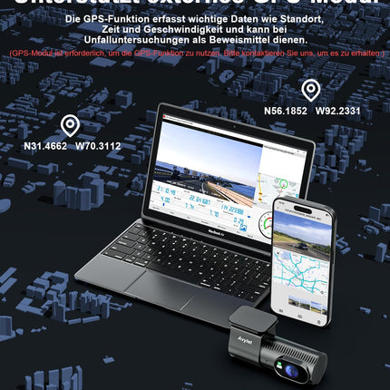 Avylet 4K+1080P auto videoregistraator esi- ja tagaosaga, Wi-Fi/rakendusega topeltkaamera parkimismonitoriga, toetab välist GPS-moodulit, öönägemist, WDR-i, 170°+150° lainurka, G-andurit, max 256GB