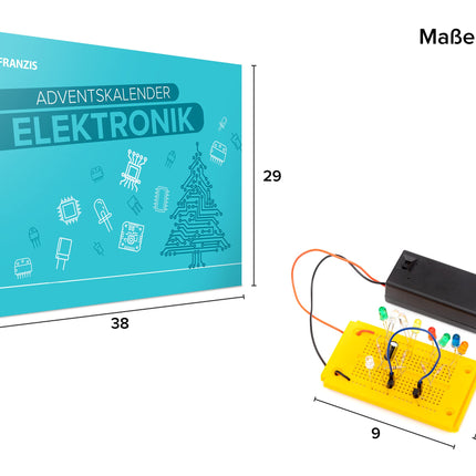 FRANZIS 67400 - Elektroonika advendikalender, 24 põnevat elektroonikakatset, komplekt trükkplaadi ja komponentidega, sh 31-leheküljeline raamat, mitmevärviline