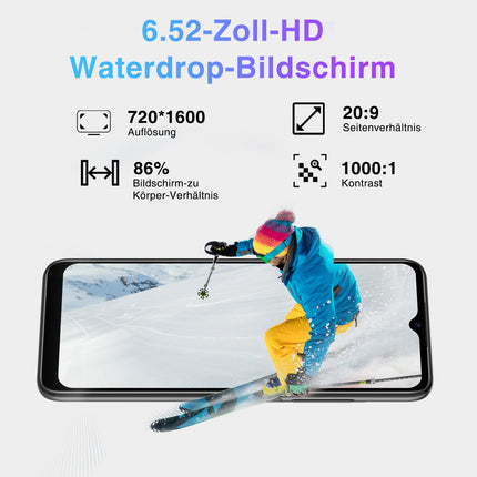 DOOGEE N50S lukustamata nutitelefon, 9GB+128GB/TF 1TB, 6,52" HD+ ekraan, Android 13, kaheksatuumaline protsessor, 20MP+8MP kaamera, kahe SIM-kaardiga 4G mobiiltelefon, 4200mAh, Face ID, GPS, OTG, must