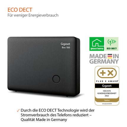 Gigaset Box 100 - DECT base station for your own communication system, supports up to 6 handsets - for analog telephone connection, black [German version]