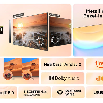 TCL 32SF540 - 32-tolline FHD nutiteler - HDR ja HLG, Dolby Audio, DTS Virtual X /DTS-HD, Metal, ääristeta, kahe sagedusribaga Wi-Fi 5, Fire OS 7 süsteemiga