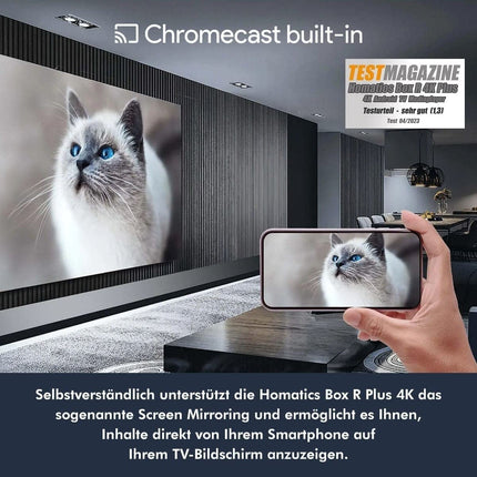 Nonic [Testi VÄGA HEA *] Homatics Box R 4K Plus Android TV Box + DVB-S2X tuuner - nutiteleri vastuvõtja, Google'i sertifitseeritud, Dolby Atmos, Netflix 4K, Prime Video 4K, Disney+ 4K, kahekordne WiFi 6 HDMI-kaabel