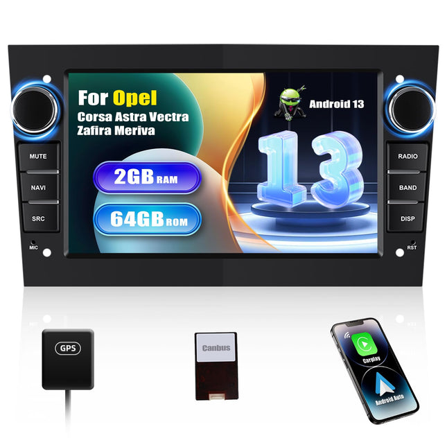 [2+64G] SIXWIN Android 13 autoraadio Opel Corsa d/Astra h/Zafira b/Meriva mudelitele koos Carplay/Android Auto/Mirrorlinkiga, 7-tolline mahtuvuslik puuteekraan, toetab WiFi, GPS, FM, Bluetooth EQ