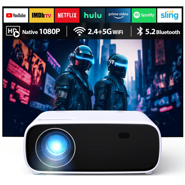 2025. aasta uus suure jõudlusega projektor, toetab Switchi ja PS5-te ilma viivituseta, projektor WiFi ja Bluetoothiga, 20 000 luumenit 4K tugi, Full HD 1080P eraldusvõime (kõrge heledusega versioon)