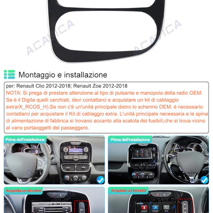 ACAVICA 4+64GB Android 14 autoraadio Renault Clio MK4 2012-2018 stereo 8-tuumaline GPS-navigatsioon koos juhtmevaba CarPlayga, Android Auto Bluetooth 4G LTE WiFi (8-tuumaline, 4+64GB)