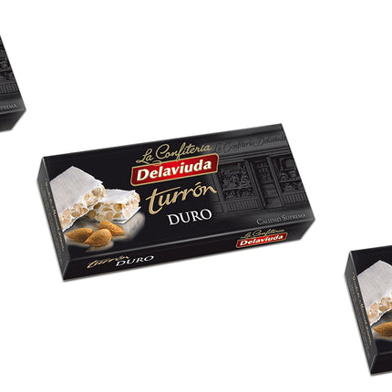 Delaviuda - Pakend sisaldab 3 Turron Duro - Kõva mandlinugaat tervete mandlitega - Kõrgeim kvaliteet - 200gr (gluteenivaba) - Hispaania nuugat / Hispaania turron