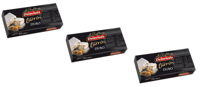 Delaviuda - Pakend sisaldab 3 Turron Duro - Kõva mandlinugaat tervete mandlitega - Kõrgeim kvaliteet - 200gr (gluteenivaba) - Hispaania nuugat / Hispaania turron