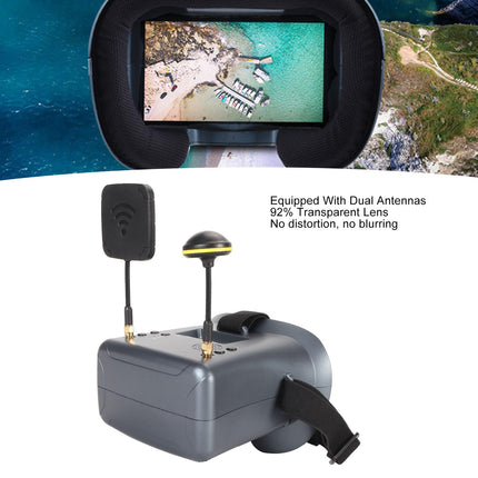 FPV prillid, videoprillid, 5.8G RC õhusõiduk, FPV kvadrokopteri drooni prillid, DVR, 4.3-tolline ekraan, 800 X 480 ekraan, 16:9 ekraan, FPV videoprillid 3.7V-ga, 2000