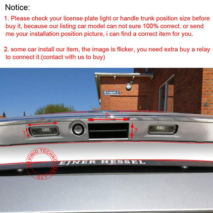HD 8LED tagurduskaamera pakiruumi käepidemele, ühildub BMW E82 E88/E90 E91 Touring E92 E93 M3 E60 E61/X1 E84/X5 E70/X6 E71/E72/F31/F10/F11/F15 F18 F22 F23 F25 F26 F30 F32 F34 F35 F36 F45 F80/X3 X4/328i-ga
