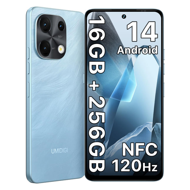 UMIDIGI Note 100 mobiiltelefon, Android 14 nutitelefon ilma lepinguta, 120Hz kaheksatuumaline protsessor, 16(8+8) GB + 256GB mobiiltelefon ilma lepinguta, 6,8 tolli, 50MP, näo- ja sõrmejäljelugeja, NFC, 5000mAh, GPS, kahe SIM-kaardiga nutitelefon