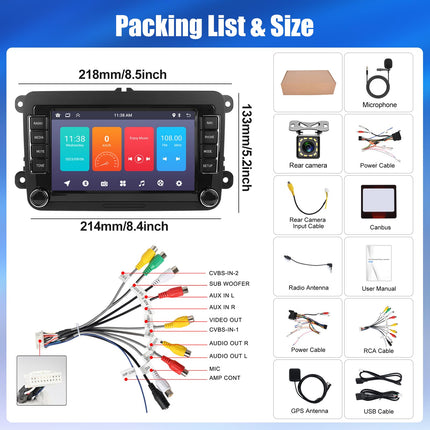 [1+32G] CAMECHO Android 13 autoraadio VW Golf 5 6 Touranile Polo Touranile, raadio navigatsiooniga, 7-tolline puutetundlik ekraan, autoraadio Bluetoothi, RDS, FM navigatsiooni, GPS, WiFi, USB, Canbus-p2