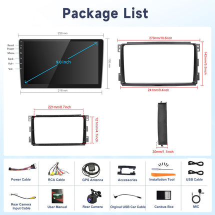 Hodozzy 2G 64G Android autoraadio Mercedes-Benz Smart Fortwo 2005-2010 Carplay Android Auto, 9-tolline puuteekraan navigatsiooniga WiFi Bluetooth HiFi FM RDS raadio ekraan 2 DIN Mercedesele, kaamera