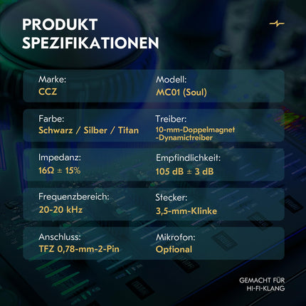 Yinyoo CCZ MC01 Soul kõrvasisesed kõrvaklapid, 10 mm PET kahe magnetiga dünaamilise draiveriga kõrvasisesed monitorid, stereokõrvaklapid 3,5 mm pesaga, sassisvaba vahetatav kaabel, müra isoleeriv kõrvamonitor
