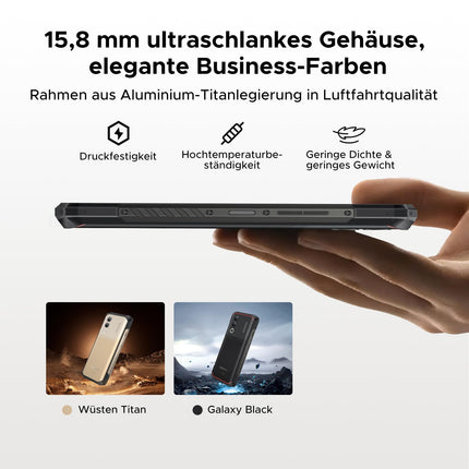 DOOGEE Blade 20 Turbo 5G AI Android 15 Outdoor Handy Ohne Vertrag, 10300mAh/33W, 32GB+256GB/TF 2TB Outdoor Smartphone, 50MP AI Kamera, 6.6" IPS Display, 3 Karten Dual 5G SIM/ IP68/ NFC/GPS/Face ID/OTG