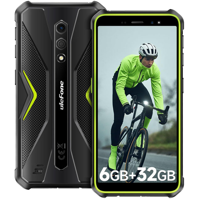 Ulefone Armor X12 välistingimustes kasutatav mobiiltelefon 6GB + 32GB/256GB SD Android 13 Go, 4860mAh 13MP+8MP 5.45'' HD+ IP69K ehitusplatsi telefon nutitelefon ilma lepinguta odav 4G kahe SIM-kaardiga Face ID NFC GPS - roheline 2-aastane garantii
