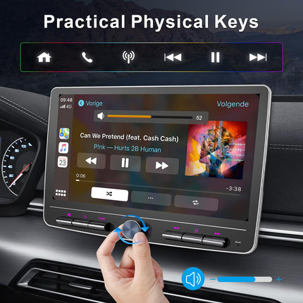 Android 13 autoraadio navigatsiooniga, 10,1-tolline ekraan, sisseehitatud DAB+, juhtmevaba Carplay ja juhtmevaba Android Auto, 1 DIN autoraadio, puutetundliku ekraaniga, Bluetooth, 8-tuumaline, 2G+32G WiFi, 4G GPS, AM/FM RDS