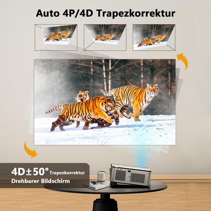 XIWBSY projektor 4K, 20000 luumeniga LED-projektor Androidile, Full HD 1080P Bluetooth-projektor, LED-kodukino videoprojektor 300 '' ekraan, sisseehitatud rakendus/WiFi peegeldav nutiprojektor