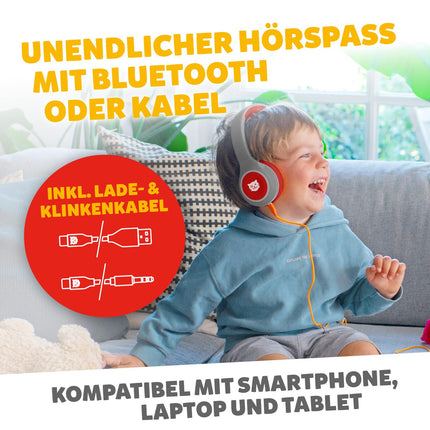 tigermedia tigerbuddies Bluetooth laste kõrvaklapid | Reguleeritav sobivus ja pehmed padjad | Laste kõrvaklapid helitugevuse piirajaga | Pistik ja Bluetooth | 8 tundi juhtmevaba kasutusaega