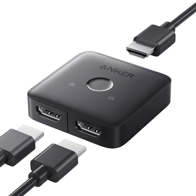Anker HDMI-lüliti, 4K @ 60Hz, kahesuunaline lüliti, 2-in-1 väljund sileda pinnaga, toetab HDR-i, 3D-d, Dolbyt, ühildub sülearvutite, arvutite, Xboxi seeria, PS5/PS4, projektorite jne.