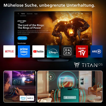 Philipsi Ambilight „The One” 43PUS9000 4K QLED nutiteler – 43-tolline ekraan P5 Perfect pildimootoriga Ultra HD, Titan OS, Dolby Vision ja Dolby Atmos heliga