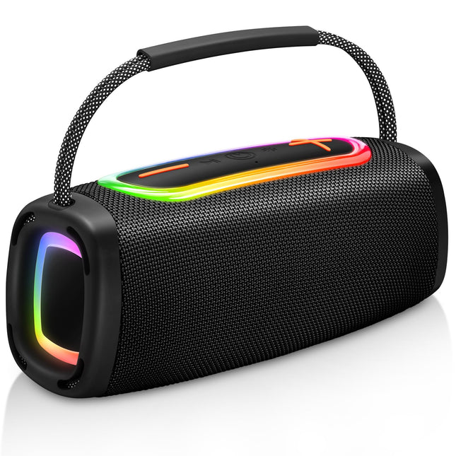 Matast Portable Bluetooth Speaker with Handle, Powerful Bass, BT5.3, IP6 Waterproof Wireless Stereo Pairing Speaker with RGB Multi-Color Rhythm Lights for Home/Outdoor/Party
