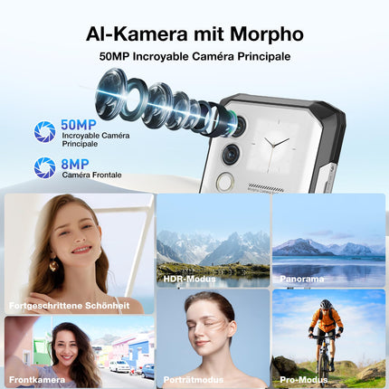 DOOGEE Blade 10 Max välistingimustes kasutatav nutitelefon ilma lepinguta Android 14, 10300mAh, 20(8+12) GB+256GB/2TB TF õues kasutatav nutitelefon, 1.54" tagumine ekraan 6.56” + 90Hz, 50MP+8MP ehitusplatsi telefon, sõrmejäljelugeja/näotuvastuse/NFC/OTG