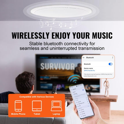 VEVOR 6,5-tolline Bluetooth-laekõlar, 150 W lae- ja seinakõlarisüsteem 8 Ω takistuse ja 89 dB tundlikkusega, kööki, elutuppa, magamistuppa või kaetud verandale, ühekordne