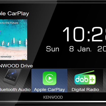 KENWOOD DMX7722DABS - 17,3 cm (6,8") digitaalne meedia AV-vastuvõtja juhtmevaba CarPlay ja Android Auto funktsiooniga (4x50W, DAB+/FM, BT, 3x eelväljundit 2,5 V, USB, iPod/iPhone'i juhtimine)
