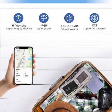 Õhuke Airtag kaart 1.6mm, nutikas rahakoti jälgimiskaart laetav, (ainult iOS-ile), GPS-esemete leidja IP68 veekindlusega, ühildub A-APPLE Find My rakendusega