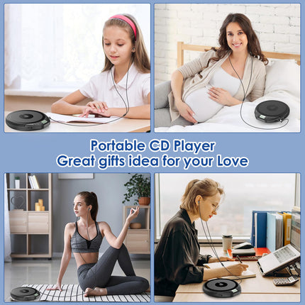 Gueray CD Player Portable CD Player Children Portable CD Player for Car Discman with Headphones LCD Display Support ASP PROG Memory Function Repeat Function Sound Effect