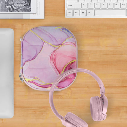 Geekria NOVA On-Ear Headphone Case Compatible with JBL Tune 510BT, 570BT, 520BT, 670NC, 560BT, Replacement Hard Shell Travel Carrying Case with Cable Storage (Pink Marble)