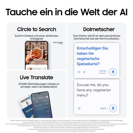 Samsung Galaxy S24 FE tehisintellektiga nutitelefon ilma lepinguta, tehisintellektiga telefon Androidiga, 8 GB muutmälu, 256 GB salvestusruumi, 50 MP kaamera, pikk aku tööiga, suurepärane, 36-kuuline tootjagarantii [Ainult Amazonis]