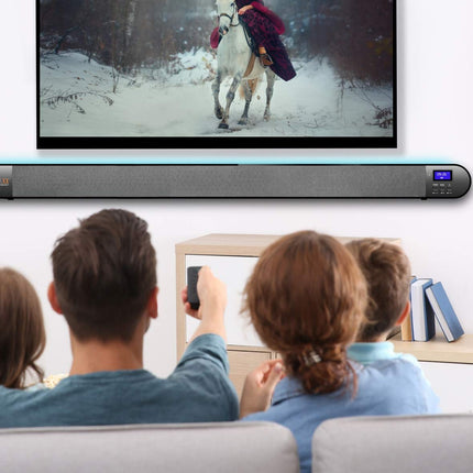 Technaxx DAB+ heliriba TX-139 - 7 LED-taustavärvi, DAB+, FM-raadio, Bluetooth V5.0, HDMI ARC, USB, AUX-IN, kella- ja äratusfunktsioon, LCD-ekraan, kaugjuhtimispult, TV, muusika, heli, mobiiltelefon, tahvelarvuti, raadio
