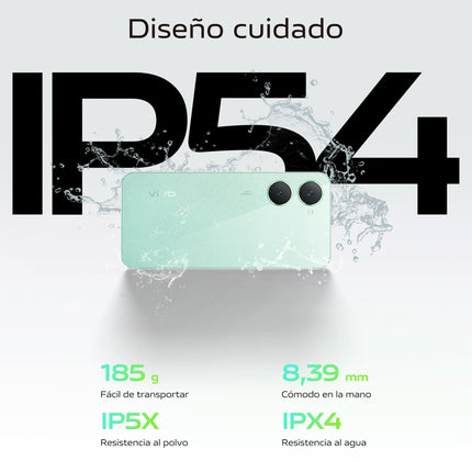 VIVO Y03 Smartphone, 4GB RAM + 128GB ROM, Super Bright Display, 16.56 cm (6.56 inches), 90 Hz, 5000mAh Battery, IP54, Slim Body and 2.5D Curvature, Android 14, Green