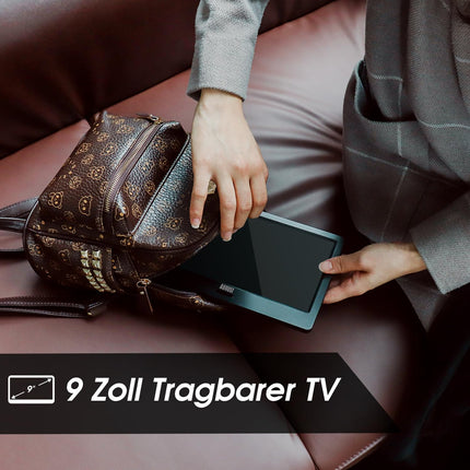 Kaasaskantav miniteler - August DA900D - 9-tolline akuga - Kaasaskantav kõrglahutusega LCD-teler DVB-T2 HD-tuuneriga / EPG / salvestusfunktsiooniga (PVR) / multimeediamängijaga / HDMI-sisendiga / USB / kõrvaklapipesaga