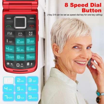 4G Flip Phone for Seniors with Large Buttons, Dual-SIM Flip Mobile Phone with Charging Cradle | SOS Emergency Call Function | Speed ​​Dial | Flashlight | FM Radio | 2.4+1.77 Inch Dual Color Display | Red